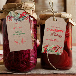 Rustic Kraft Christmas Cranberry Chutney Labels ギフトタグ