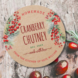 Rustic Kraft Christmas Cranberry Chutney Labels ラウンドシール