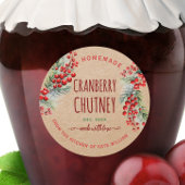 Rustic Kraft Christmas Cranberry Chutney Labels ラウンドシール