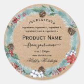 Rustic kraft Christmas jam ingredient Label  ラウンドシール (正面)