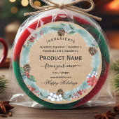 Rustic kraft Christmas jam ingredient Label  ラウンドシール