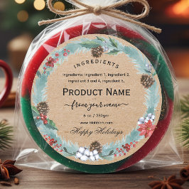 Rustic kraft Christmas jam ingredient Label  ラウンドシール