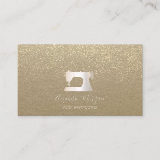 Rustic Kraft Confetti Gold Sewing Machine 名刺 (正面)