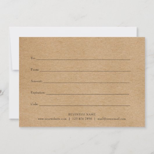 Rustic Kraft Garland Gift Certificate Loyalty Card (裏面)