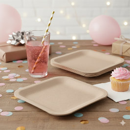 Rustic Kraft Look 7" Disposable Square Paper Plate ペーパープレート
