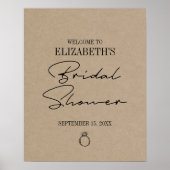 Rustic Kraft Modern Script Bridal Shower Welcome ポスター (正面)