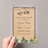 Rustic Kraft Mountain Forest Wedding Save the Date アクリル招待状 (インサイチュ (ポータブル))