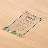 Rustic Kraft Mountain Forest Wedding Save the Date アクリル招待状 (レイダウン)