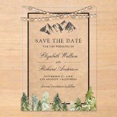 Rustic Kraft Mountain Forest Wedding Save the Date アクリル招待状 (正面)