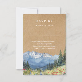 Rustic Kraft Mountain Wildflower Floral Wedding 出欠カード