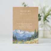 Rustic Kraft Mountain Wildflower Floral Wedding 出欠カード (スタンド正面)