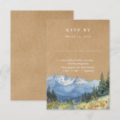 Rustic Kraft Mountain Wildflower Floral Wedding 出欠カード (正面/裏面)