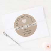 Rustic Kraft Paper Baked With Love Banana Bread ラウンドシール (封筒)