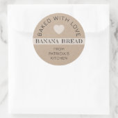 Rustic Kraft Paper Baked With Love Banana Bread ラウンドシール (バッグ)