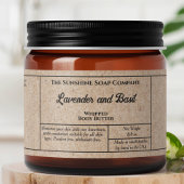 Rustic kraft paper body butter cosmetics jar label ペットボトルラベル