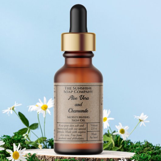 Rustic kraft paper simple dropper bottle label ラベル