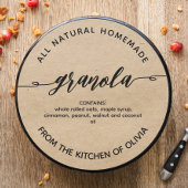 Rustic kraft Script Homemade Granola Label ラウンドシール