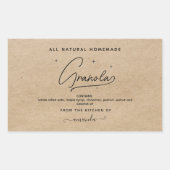 Rustic kraft Script Homemade Granola Label 長方形シール (正面)
