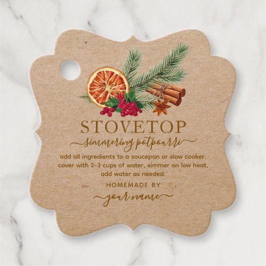 Rustic Kraft Stovetop Potpourri Tag フェイバータグ (正面)