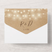 Rustic Kraft String Lights QRコード ウェディング オールインワン招待状 (裏面)