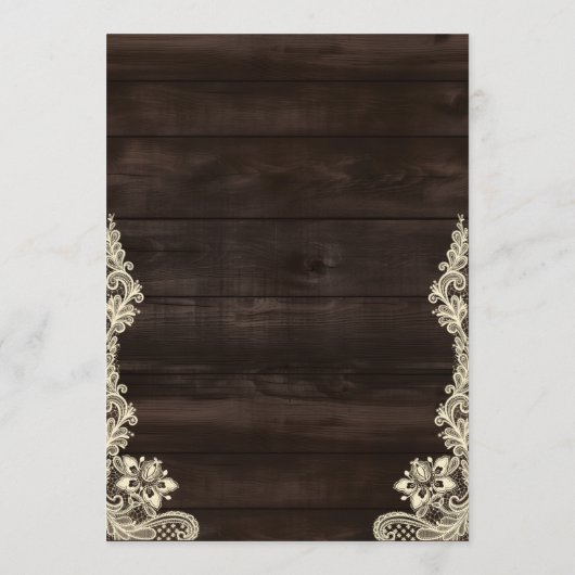 Rustic Lace and Wood Script Calligraphy Wedding 招待状 (裏面)