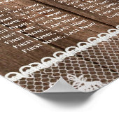 Rustic Lace and Wood Wedding Seating Chart Poster ポスター (角)