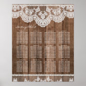 Rustic Lace and Wood Wedding Seating Chart Poster ポスター (正面)