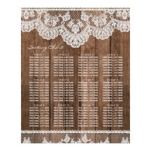 Rustic Lace and Wood Wedding Seating Chart Poster