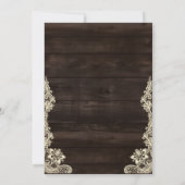 Rustic Lace Dark Wood Just Love Script Wedding 招待状 (裏面)