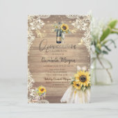 Rustic Lace,Dress,Lights,Sunflowers Quinceañera  招待状 (スタンド正面)