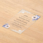 Rustic Lace Purple Floral Islamic Wedding アクリル招待状 (レイダウン)