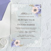 Rustic Lace Purple Floral Islamic Wedding アクリル招待状