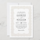 Rustic Lace Vintage Elegant QR Code Wedding 招待状 (正面)