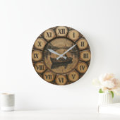 Rustic Lake Fishing Wall Clock | Wood style  ラージ壁時計 (ホーム)
