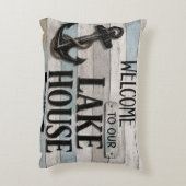 Rustic Lake House Anchor Nautical Coastal アクセントクッション (裏面(縦))