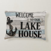 Rustic Lake House Anchor Nautical Coastal アクセントクッション (裏面)