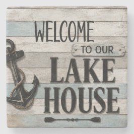 Rustic Lake House Anchor Nautical Coastal ストーンコースター