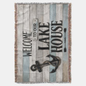 Rustic Lake House Anchor Nautical Coastal  スローブランケット (正面縦)