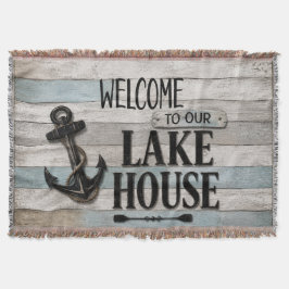 Rustic Lake House Anchor Nautical Coastal スローブランケット