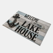 Rustic Lake House Anchor Nautical Coastal ドアマット (アングル)