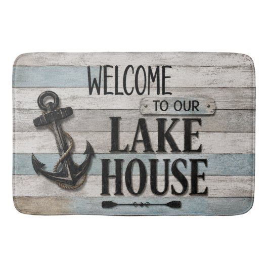 Rustic Lake House Anchor Nautical Coastal  バスマット (正面)