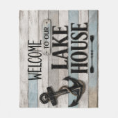 Rustic Lake House Anchor Nautical Coastal フリースブランケット (正面)