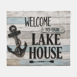Rustic Lake House Anchor Nautical Coastal フリースブランケット