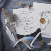 Rustic Lake Reflections Lakeside QR Code Wedding 招待状