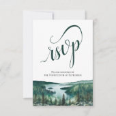 Rustic Lake Tahoe Elegant Script Wedding 出欠カード (正面)