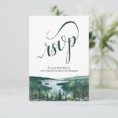 Rustic Lake Tahoe Elegant Script Wedding 出欠カード (スタンド正面)