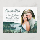 Rustic Lake Tahoe Oval Photo Save The Date 案内ポストカード (正面)