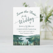 Rustic Lake Tahoe Watercolor Destination Wedding セーブザデート (スタンド正面)