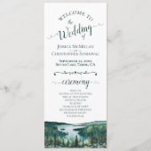 Rustic Lake Tahoe Watercolor Landscape Wedding プログラム (正面)