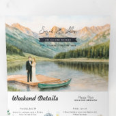 Rustic Lakeside Mountain | Illustrated Wedding 三つ折り招待状 (内部最初)